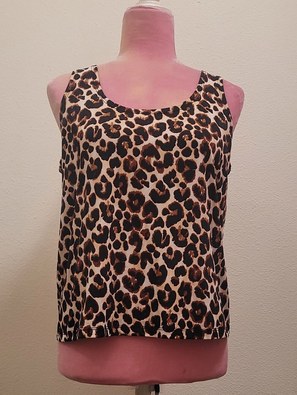 Slinky Brand Leopard Print Tank Top - Brown/Black/Cream